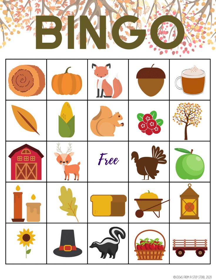 Printable Fall Bingo Game for Kids - Views From a Step Stool