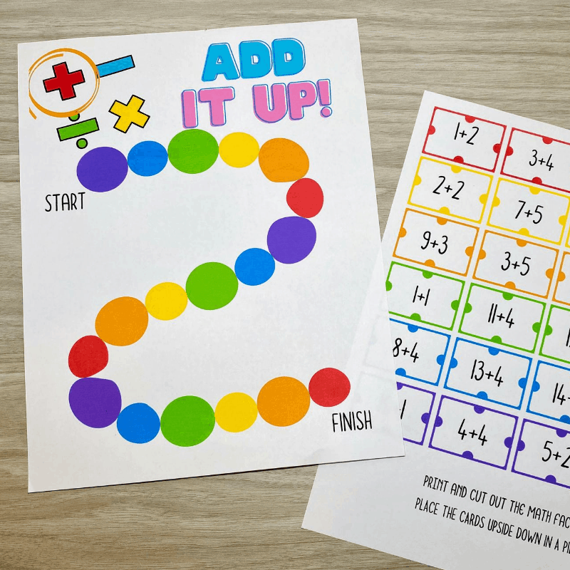 Printable Math Board Games: Addition, Subtraction, Multiplication and