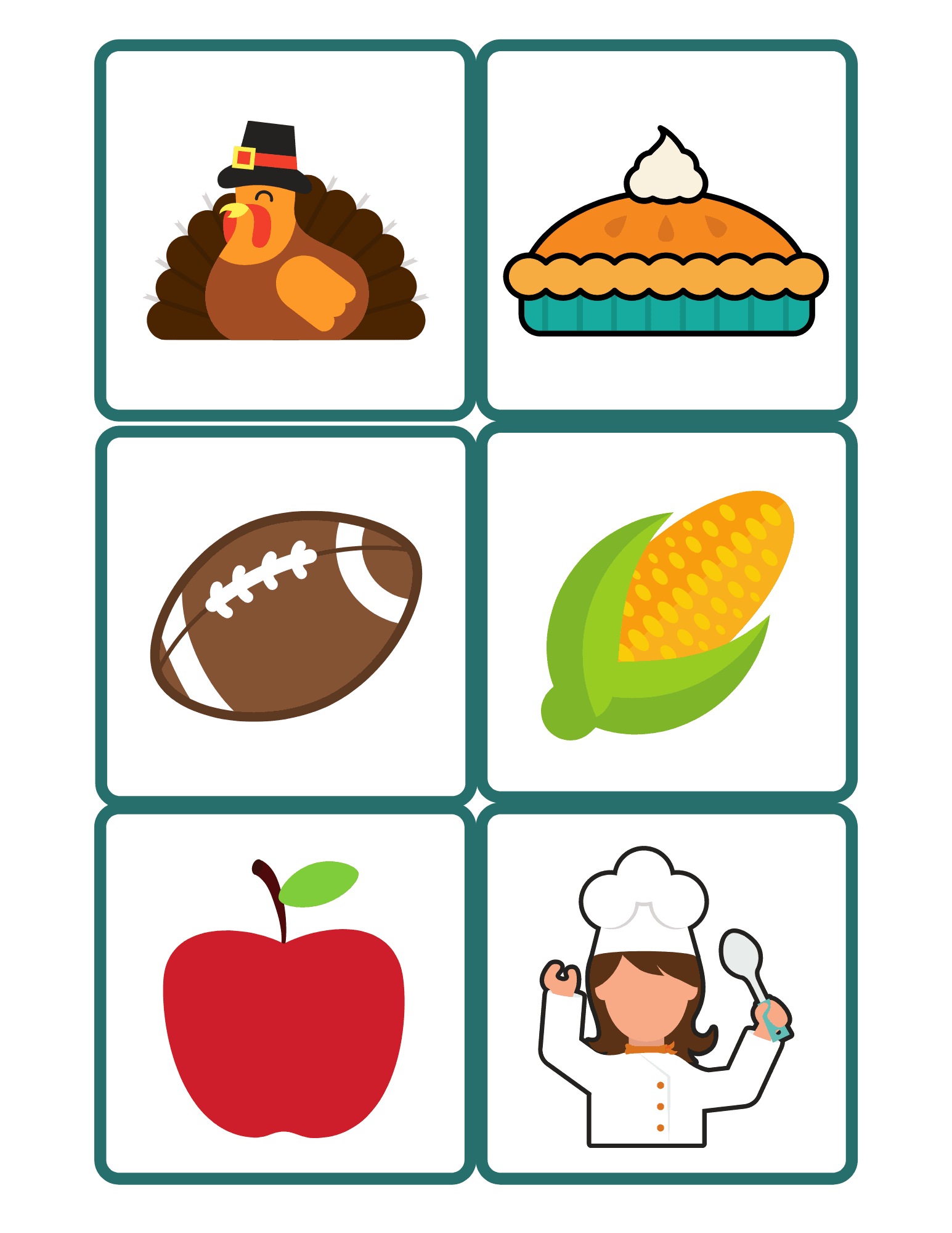 Thanksgiving Picture Charades Printable Game for Young Kids Views