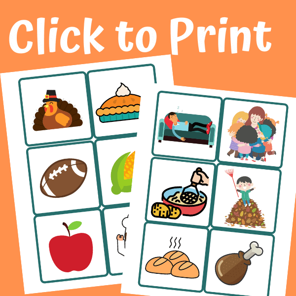 This Thanksgiving picture charades games is a great alternative to traditional charades for young children. A great virtual game idea for Thanksgiving! #thanksgivinggames #picturecharades #thanksgivinggamesforkids #kidsactivities #kidsprintables #printablegames