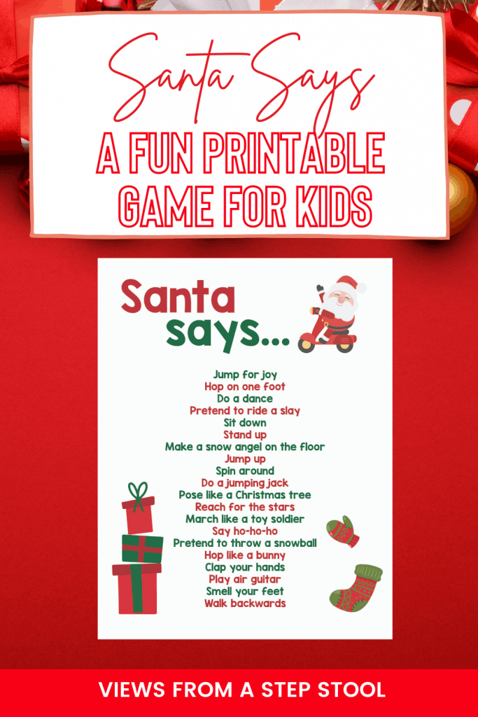 Festive Santa Says Game for Christmas Parties - Free Printable
