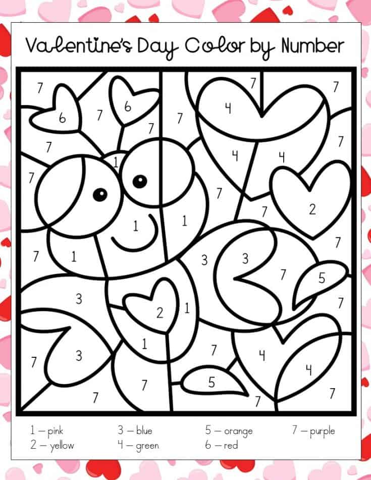 Valentine's Day Color by Number Printables - Views From a Step Stool