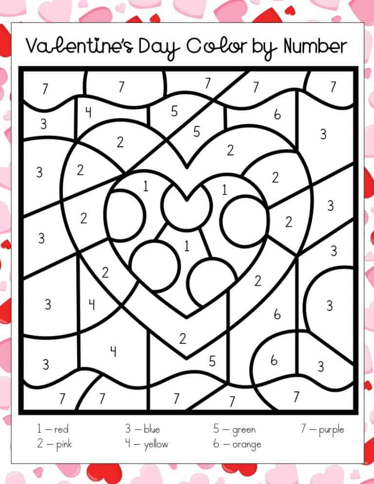Valentine's Day Color by Number Printables Views From a Step Stool