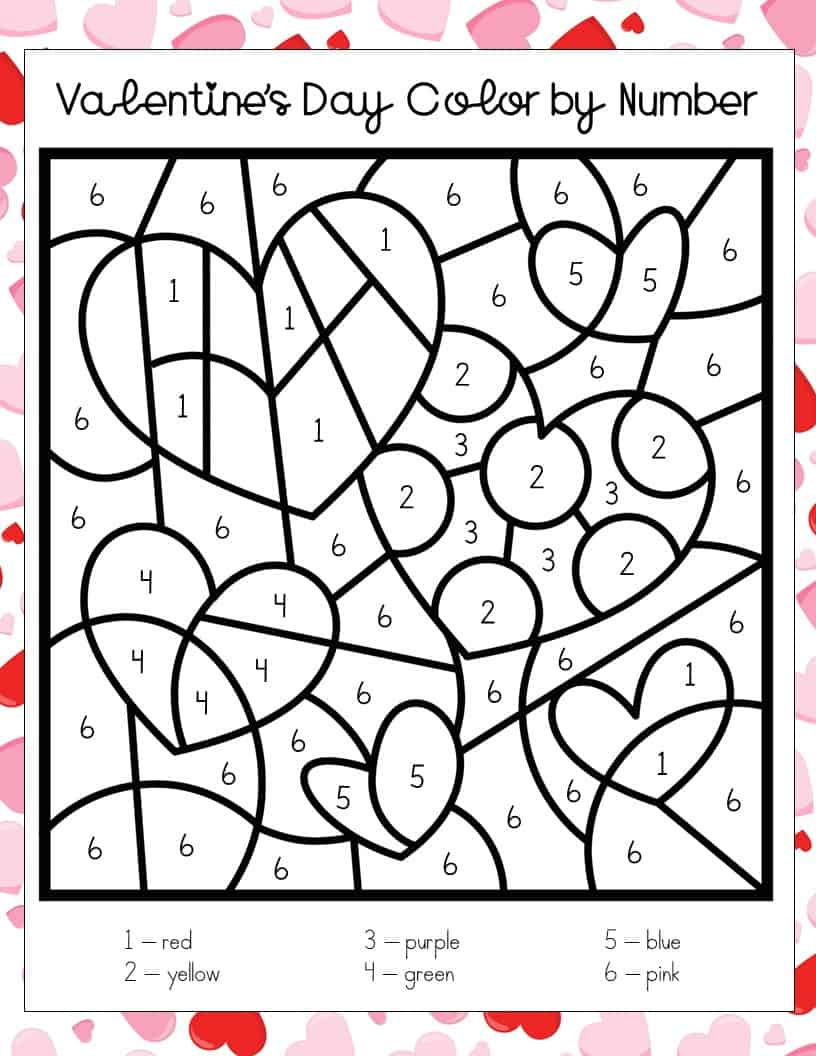 Valentine's Day Color by Number Printables - Views From a Step Stool