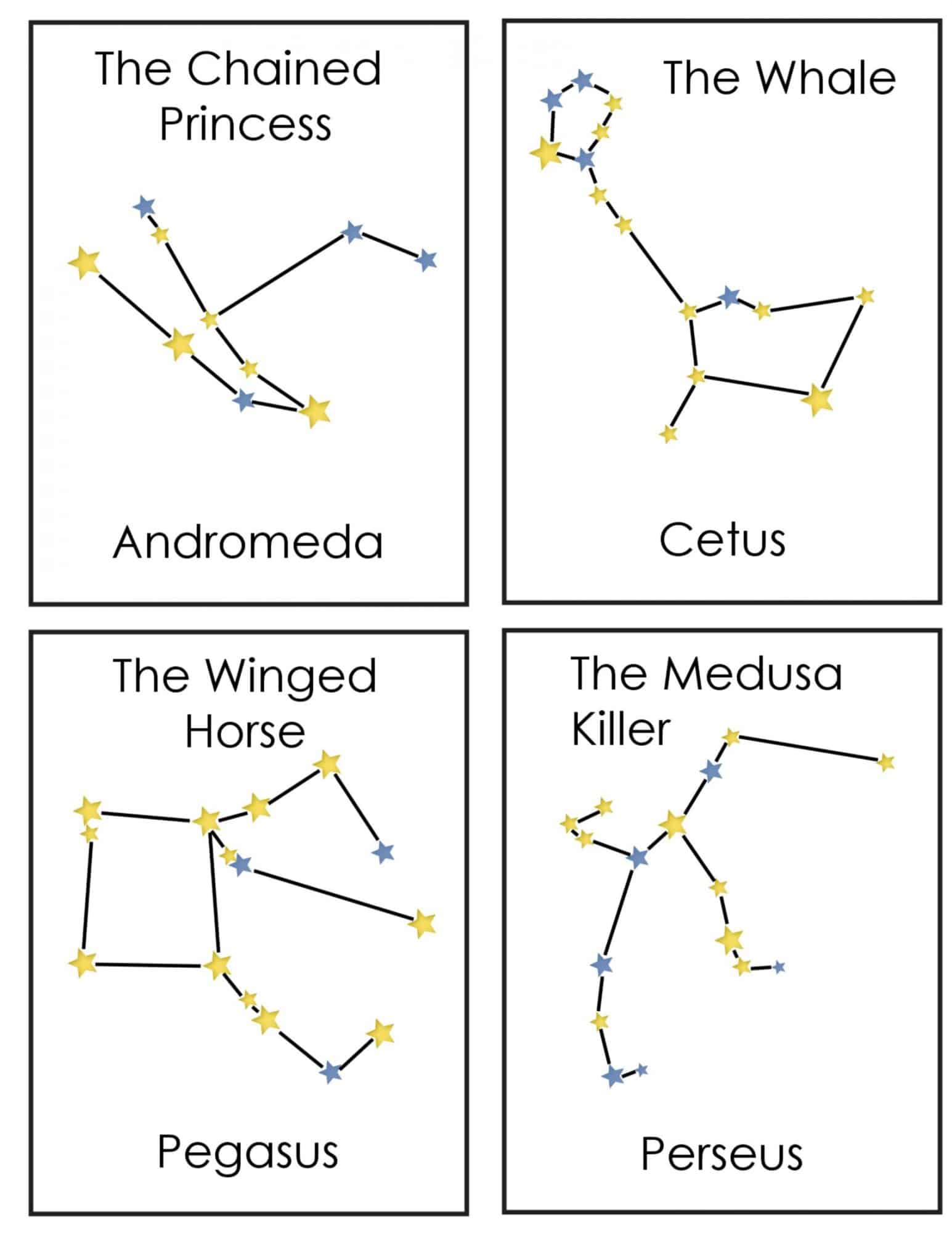 Constellations for Kids Constellation Coloring Pages, Flashcards and