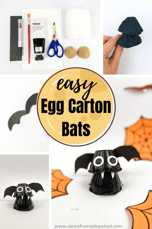 Toddlers and older children will love to make these egg carton bats as a fun Halloween craft or seasonal project. 