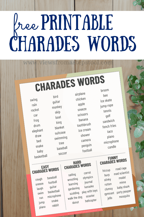 printable charades ideas for free