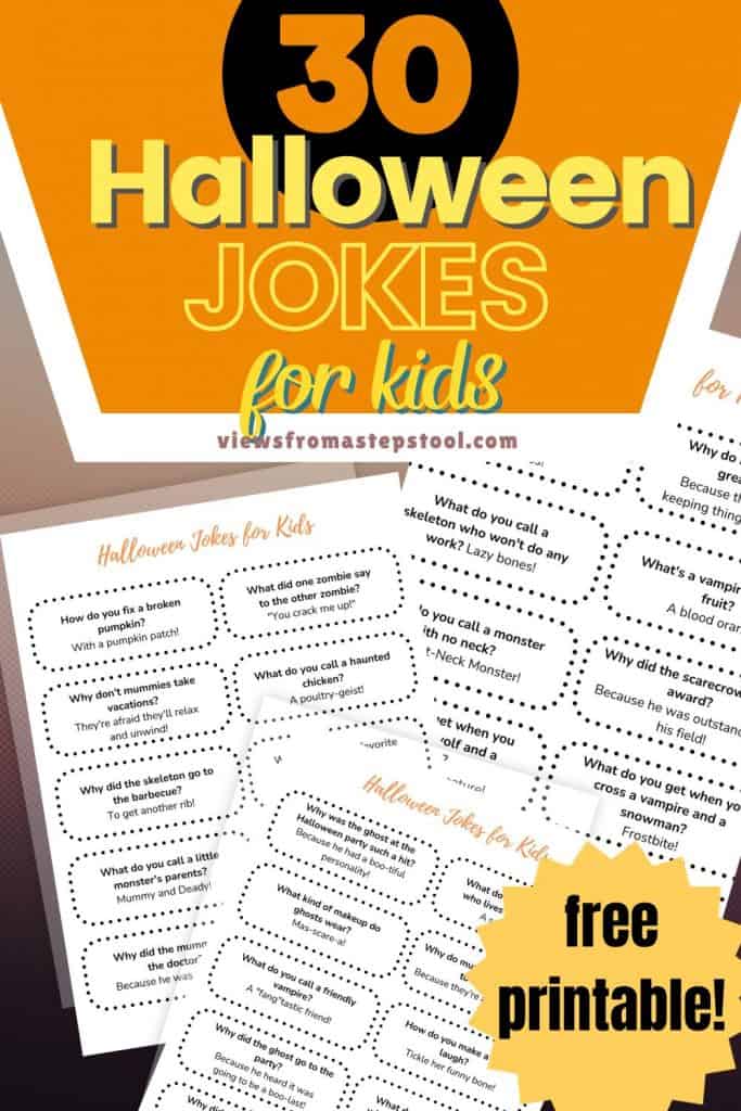 These halloween jokes for kids are sure to be crowd pleasers. Plus, grab the printable version to cut them out and stick in a lunchbox! 