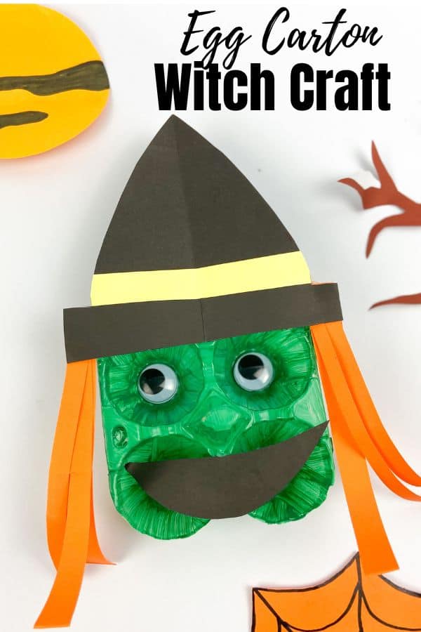 Make this adorable egg carton witch craft with kids for Halloween. What a great way to use your recyclables for crafting.