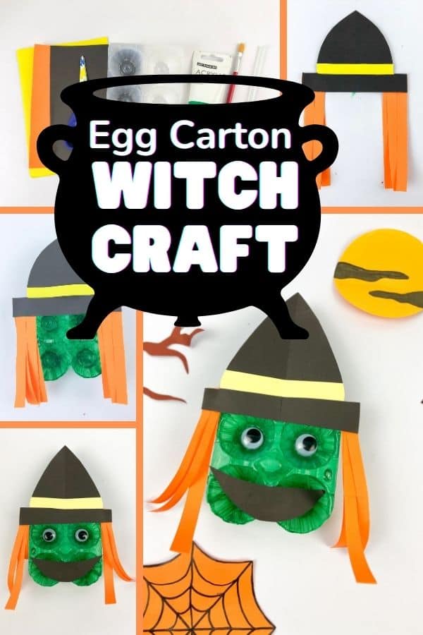 Make this adorable egg carton witch craft with kids for Halloween. What a great way to use your recyclables for crafting.