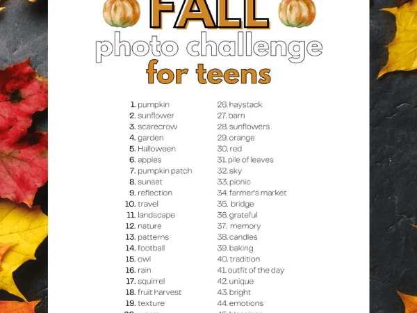 Fall Photo Challenge for Teens Printable