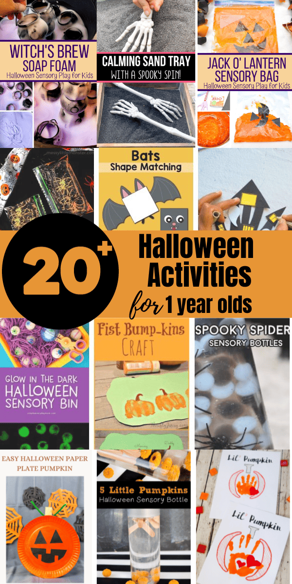 Here is a collection of halloween activities for 1 year olds including science, sensory play and arts and crafts.