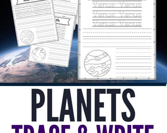 Planets Trace and Write Printable for Kids
