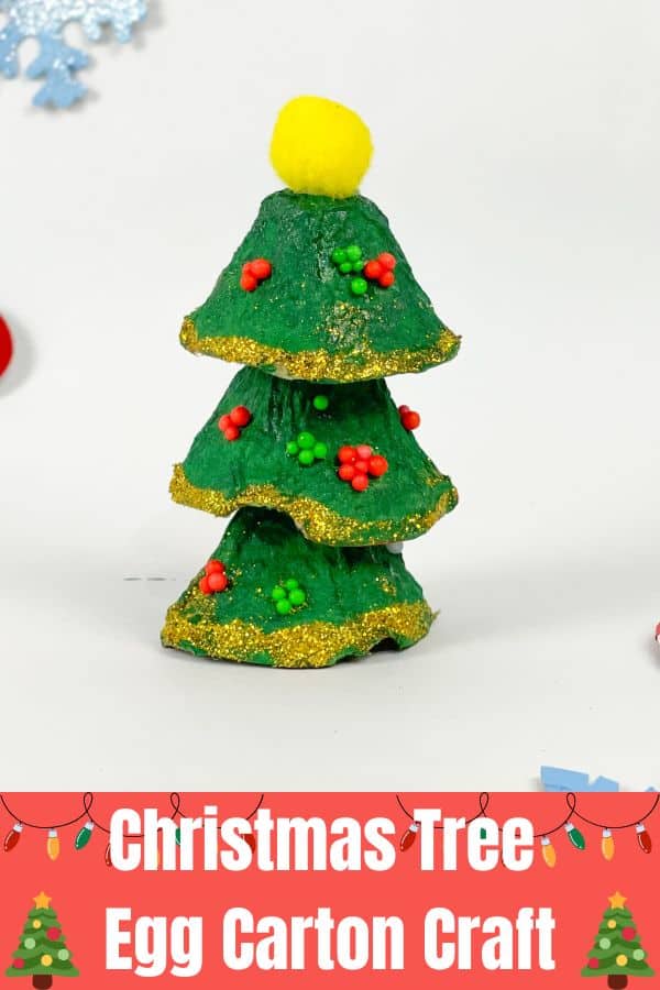 This Christmas tree egg carton craft is simple for children of all ages to make. Use it as part of your Christmas decor or for play. 