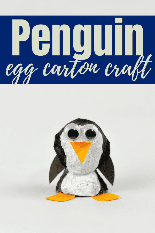 This egg carton penguin craft is made from recycled materials and is the perfect winter craft for preschoolers or young children.