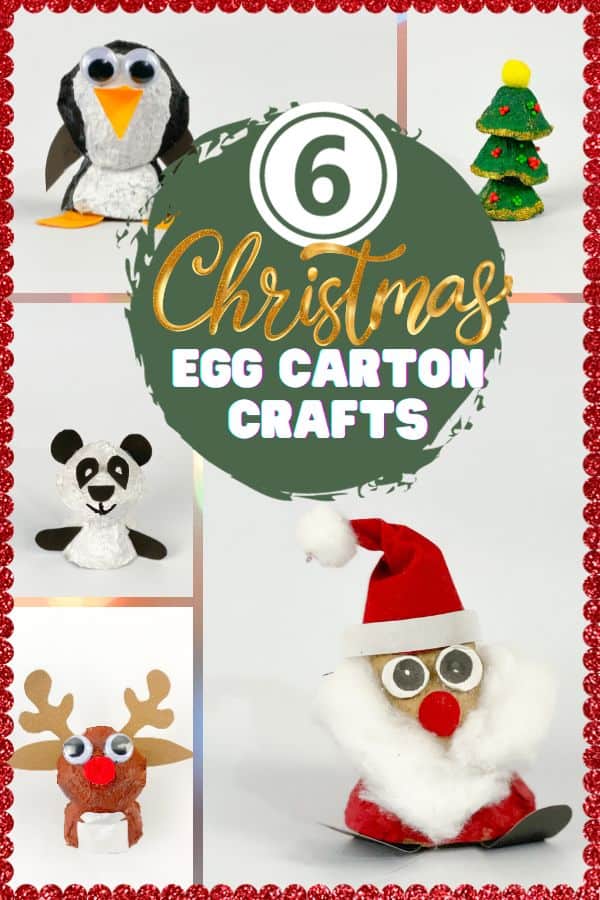 These Christmas egg carton crafts use recycled materials to create these adorable figures that kids will love to make. 