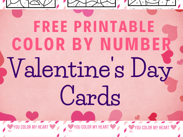 Printable Color by Number Valentine’s Day Cards for Kids
