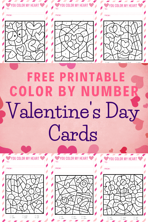 This is a set of color by number Valentine's Day cards that children can gift to their friends. Attach them to a box of crayons or pencils!