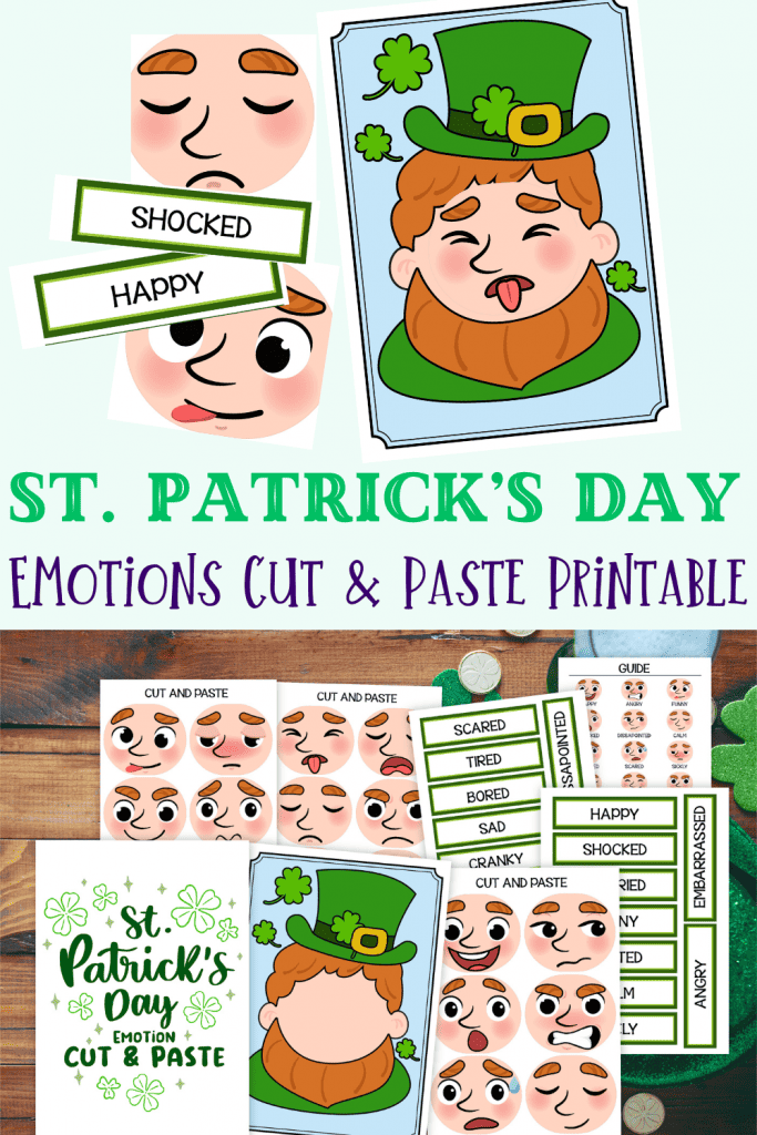 This St. Patrick's Day emotion cut and paste printable activity pack is a great way to help kids identify and express emotions through play. 