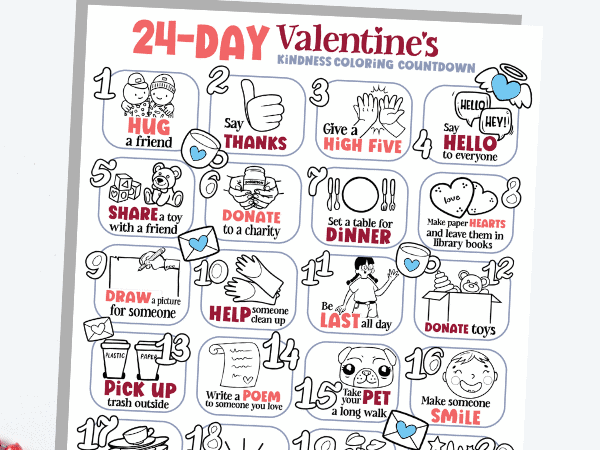 Valentine’s Day Kindness Countdown Calendar: Free Printable