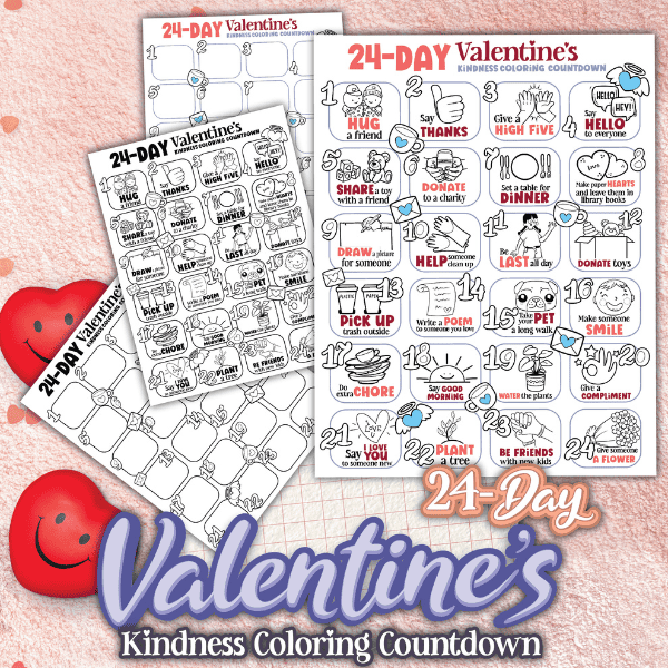 This Valentine's Day kindness countdown calendar is a printable full of prompts for kids to do acts of kindness leading up to Valentine's Day. 